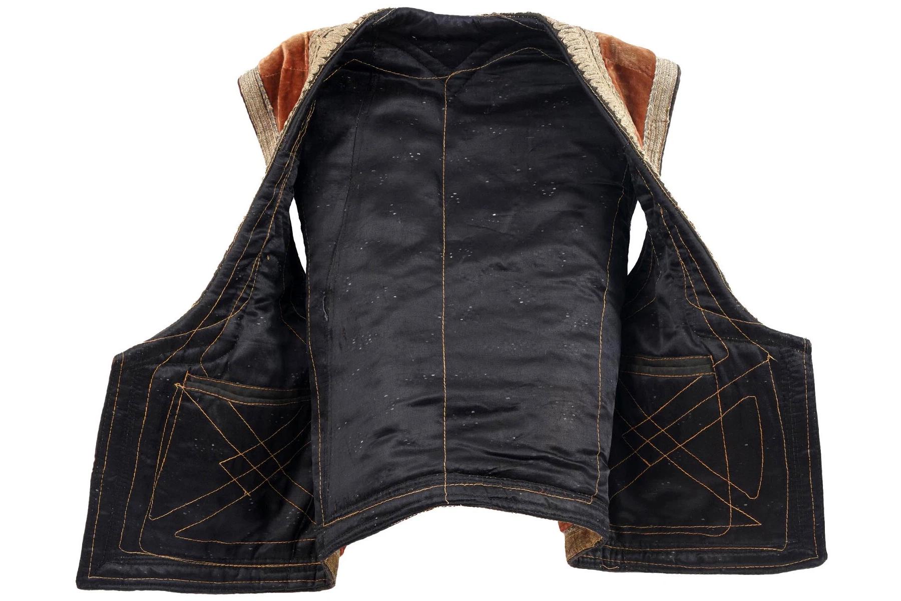 Traditional Central Asia Yelek Vest For Child, Scarlet Velvet, Silk And Embroidery, Around 1940s Ethnic Textiles USSR