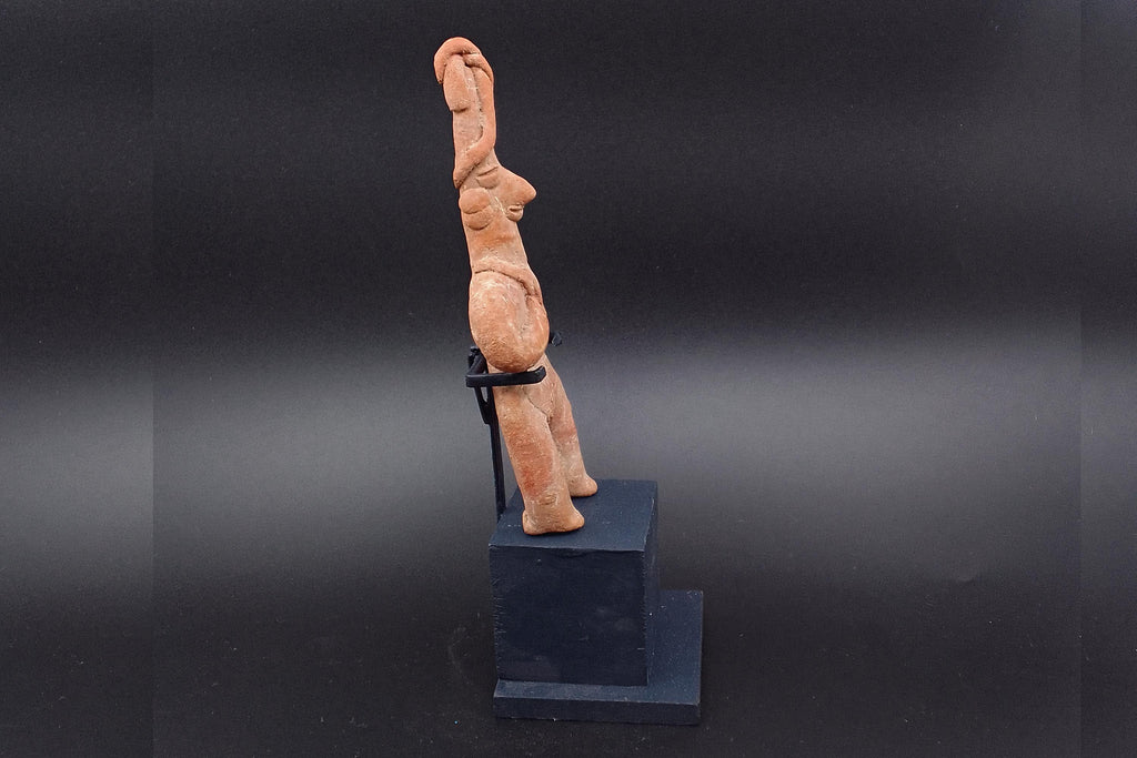 Ancient Pre Columbian Colima Pottery Standing Warrior Figure, Full Body Idol Dated Between 200 BCE To 250 AD Western Mexico, Mesoamerica Art