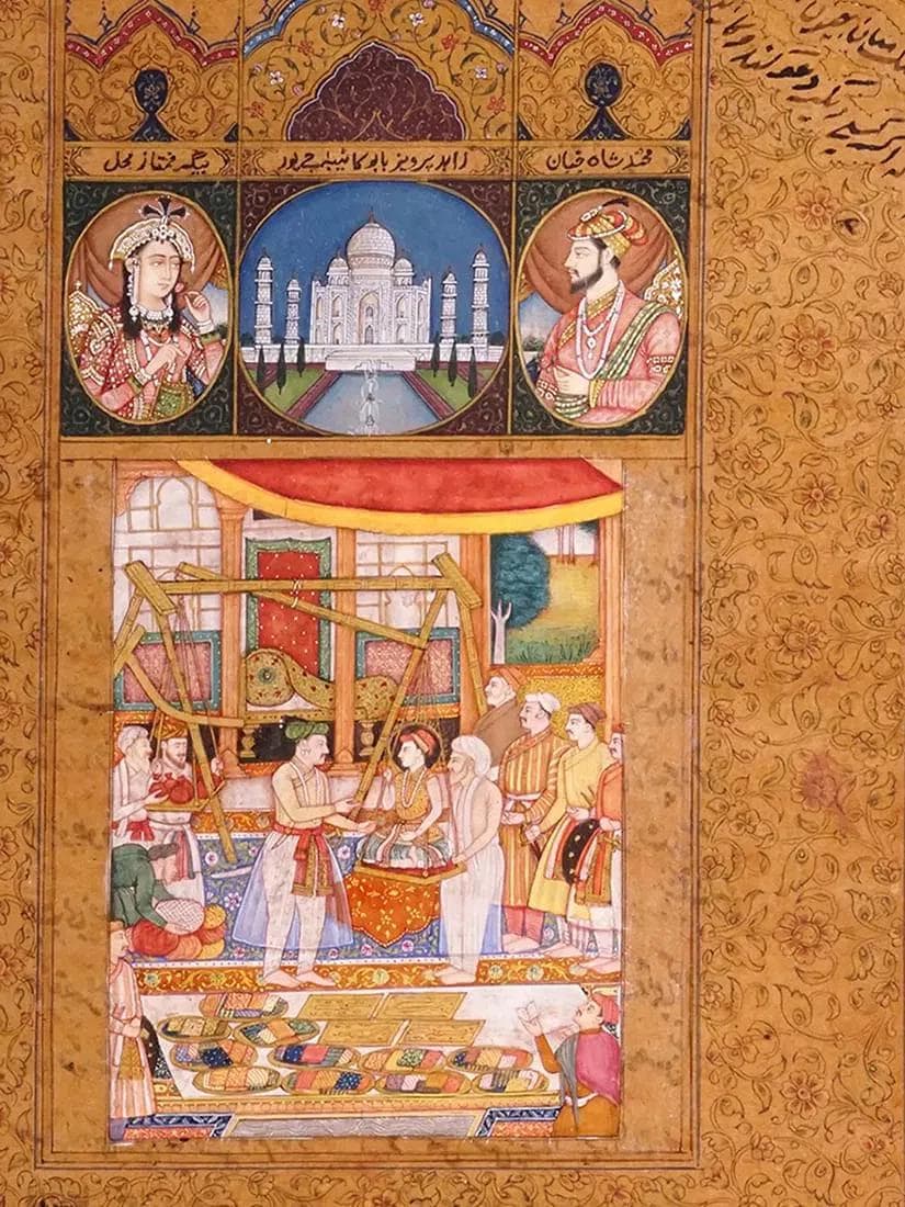 Emperor Jahangir Weighs Prince Khurram, Later Crowned Shah Jahan, Early 20th Century Indian Mughal Style Painting, A Miniature Art