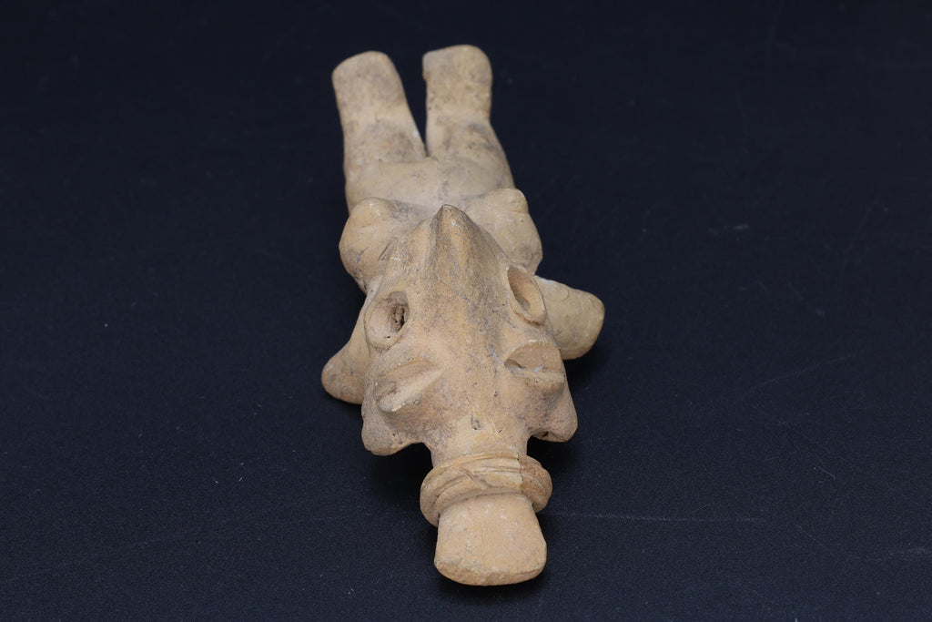 Ancient Pre Columbian Jalisco Pottery Female Standing Figure With Long Head, Dated As Between 300 BCE to 300 AD, Mexican Mesoamerica Art