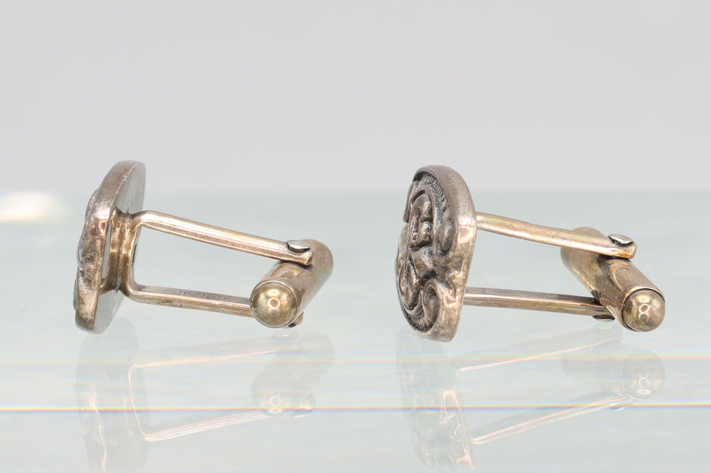Fleur de Lis France, Mens Jewelry Cufflinks, Vintage 925 Sterling Silver Minerva Hallmark Cuff Links Pair, Fashion Accessories Unisex Attire