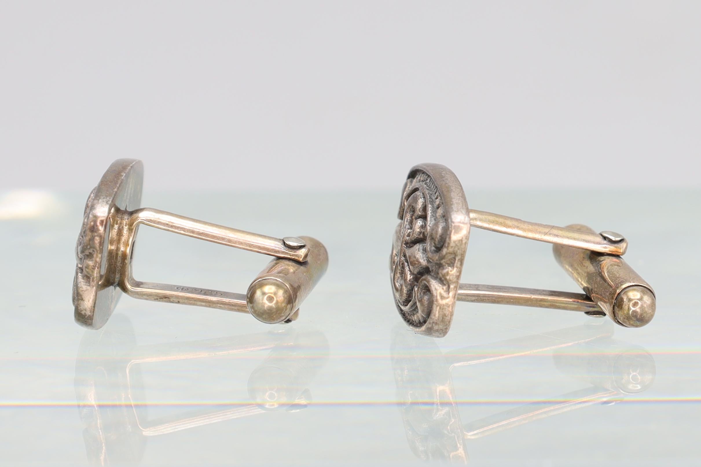 Fleur de Lis France, Mens Jewelry Cufflinks, Vintage 925 Sterling Silver Minerva Hallmark Cuff Links Pair, Fashion Accessories Unisex Attire