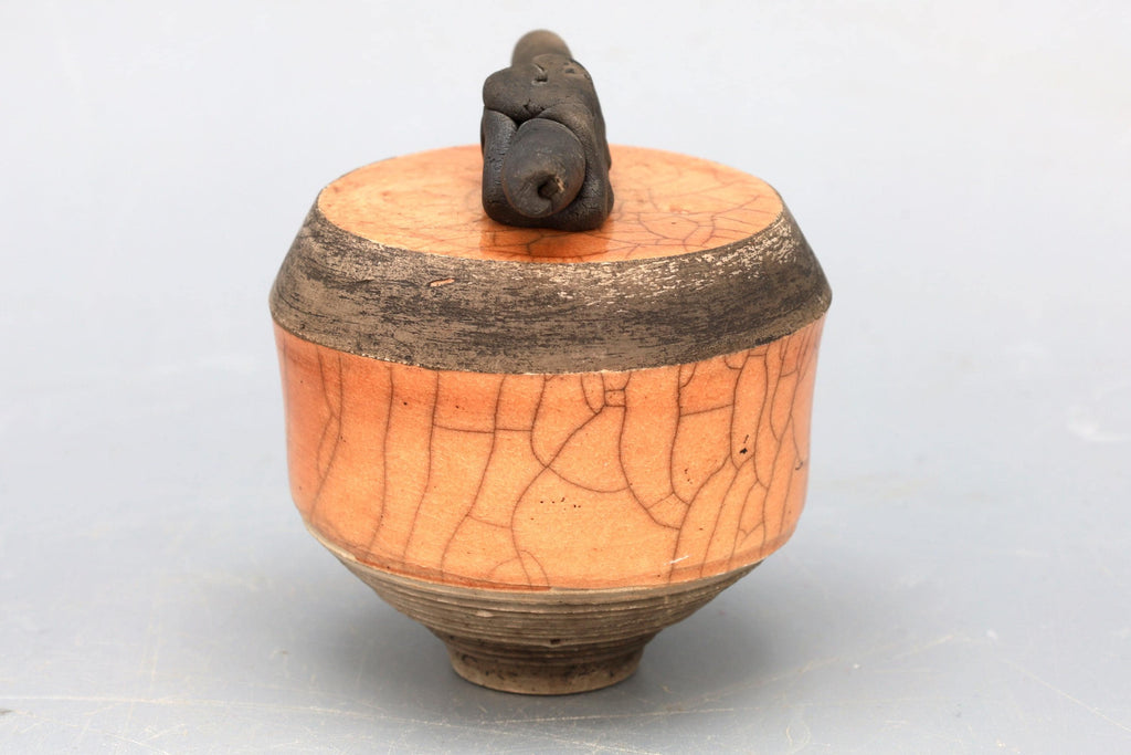 Perfume Bottle With Applicator, American Ceramic Art Piece By Janet Barsky 1995, Fine Arts Pottery