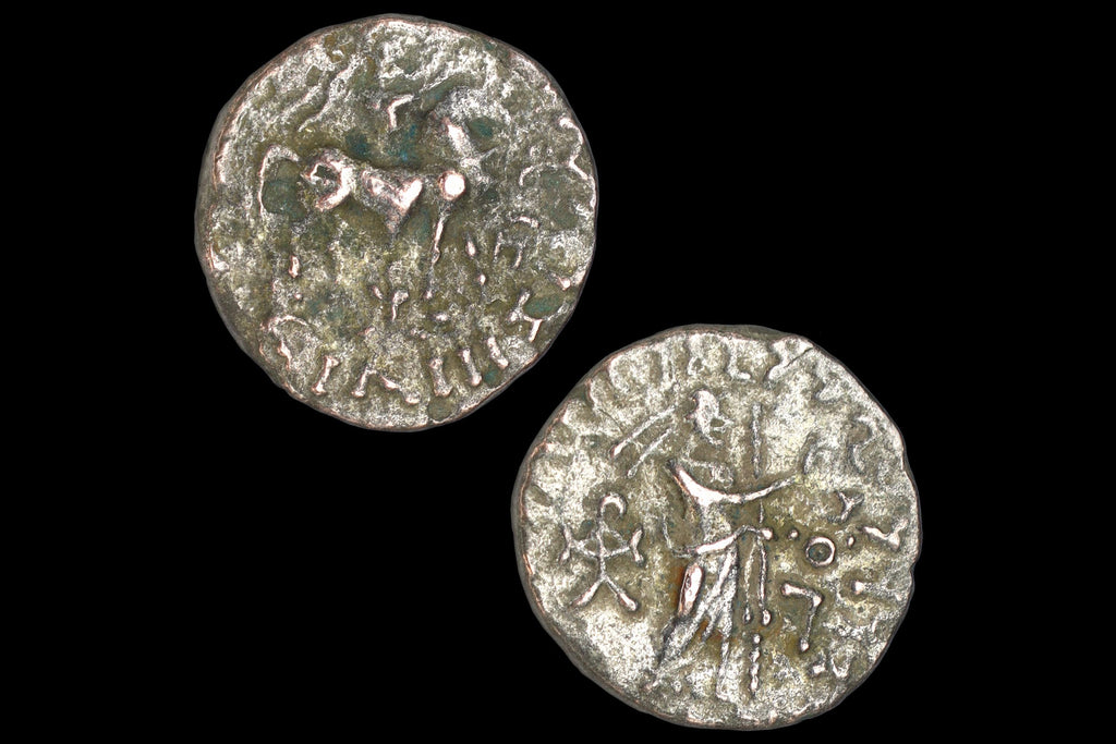 Ancient 1st Century BCE Hellenistic Billon Coin, Indo Scythian Kingdom Of Azes II, Bactria In Central Asia, Numismatics And Collectibles