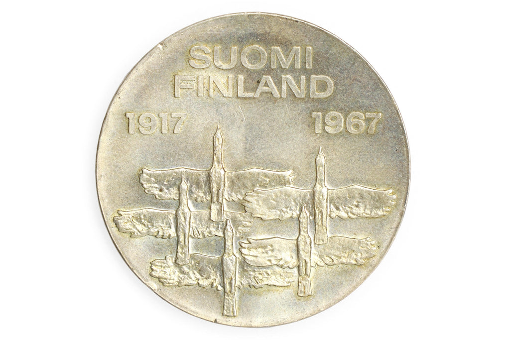 Republic Of Finland, New Makkaa Currency, Non Circulating Coinage, Value 10 Markkaa Or 10 FIM, 900 Silver Grade, Medal Alignment, Date 1967