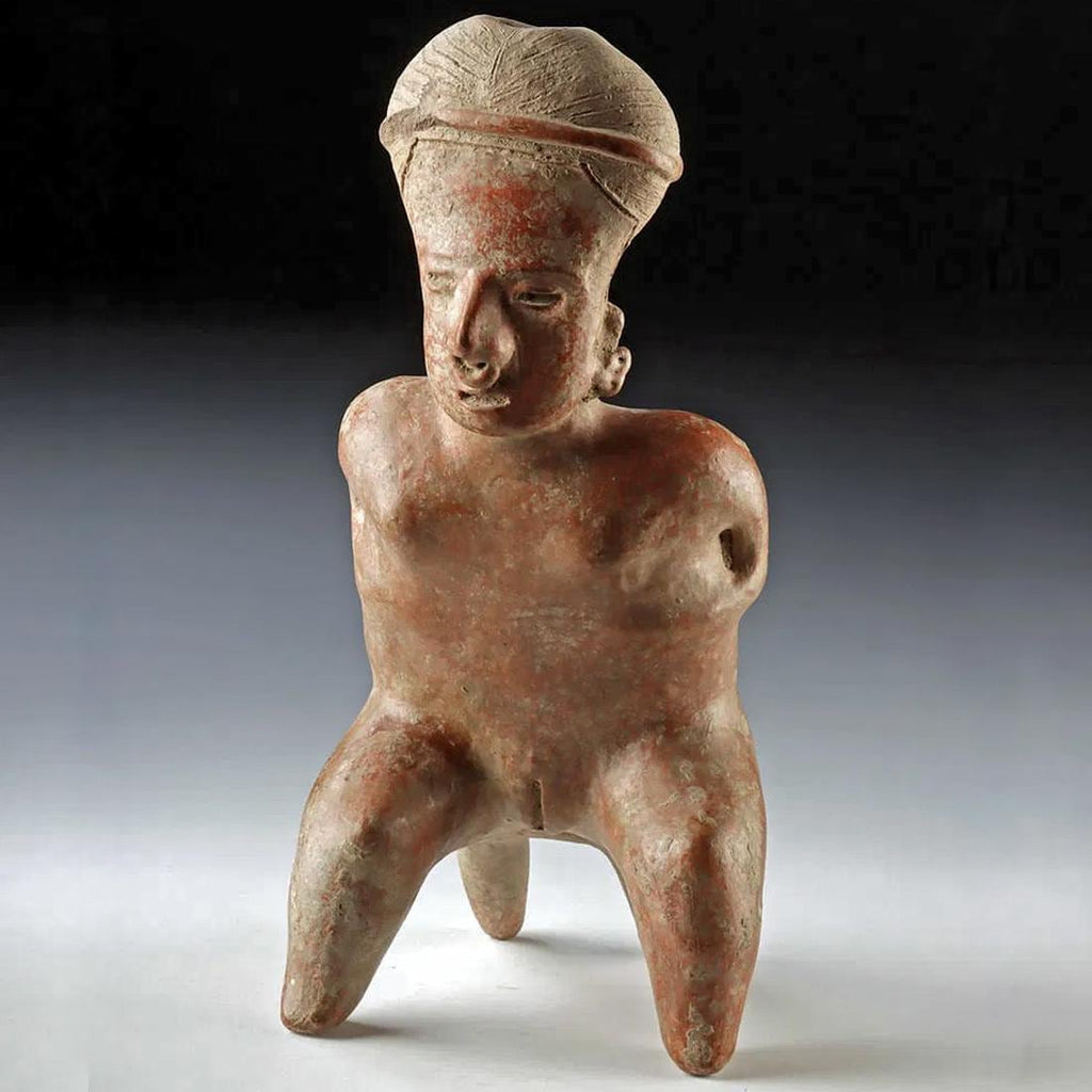 Ancient Ameca Style, Pre-Columbian Ceramic Figure Statuette. West Mexico, Jalisco Shaft Tomb, Circa 300 BCE To 300 AD Antiquities