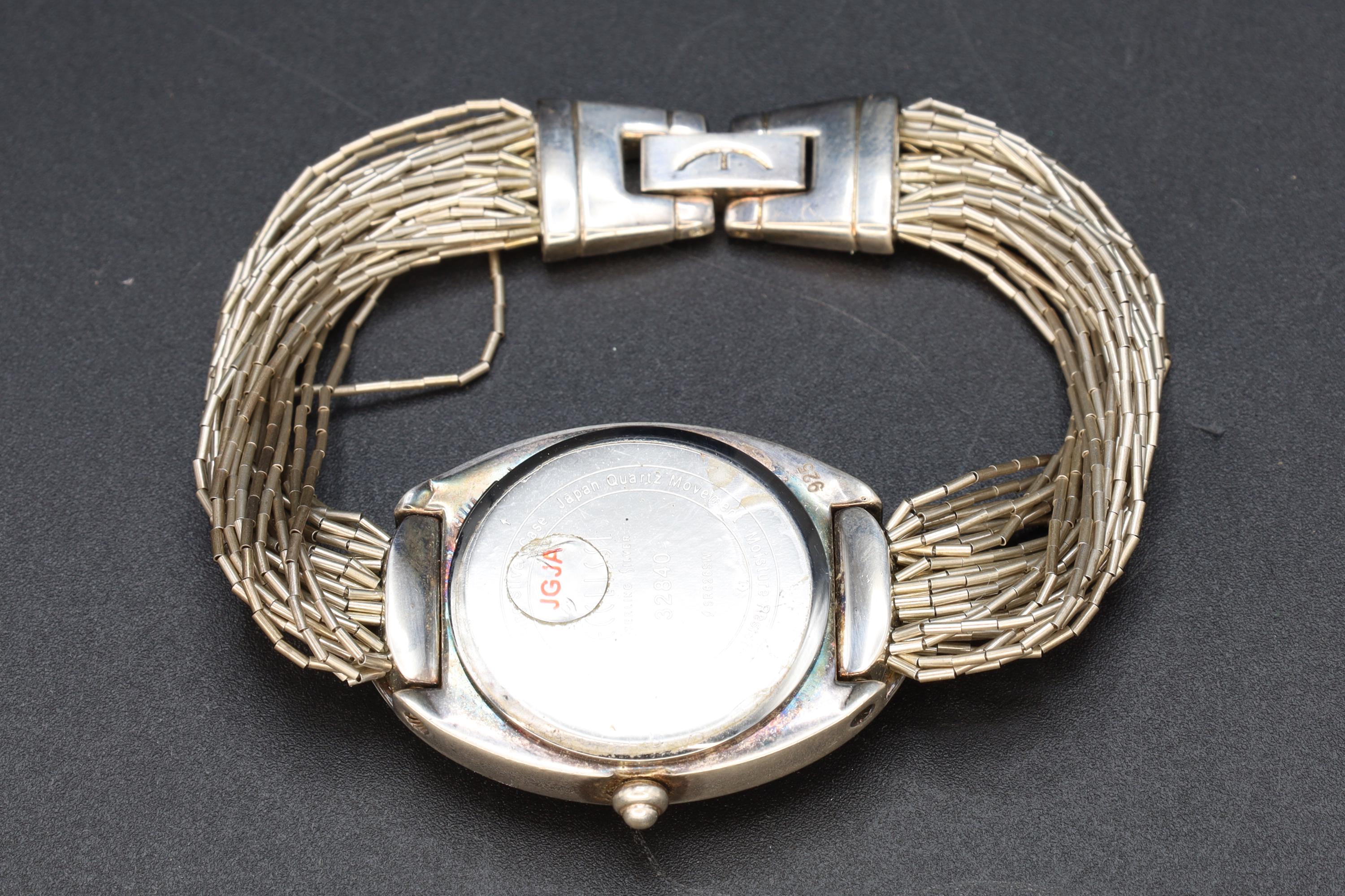 Vintage Ecclissi Womens Wrist Watch Clock, Southwestern Liquid Silver Band, 925 Silver Watch With Mother Of Pearl Dial, Fashion Accessories