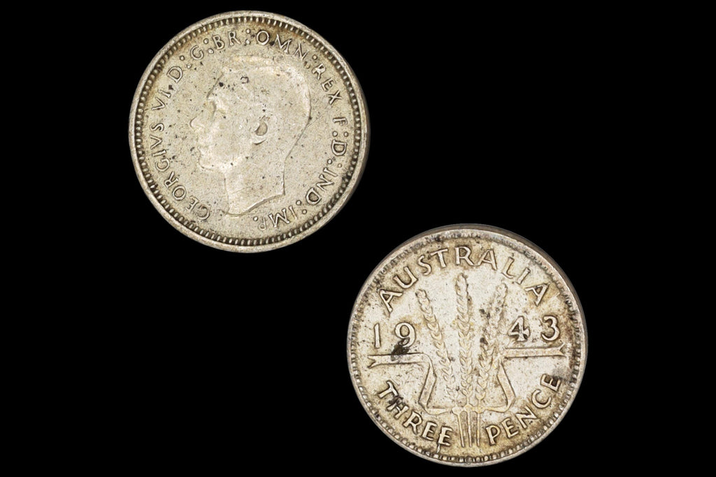 Australia 1943 Silver Coin Of 3 Pence Fractional Of A British Pound, Second World War Numismatics Collectibles, WWII Coins 925 Sterling
