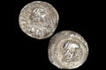 Ancient 1st Century AD Himyarite Kingdoms, South Arabia Felix Silver Quinarius Coin, Raydan Scyphate Mint In Imitation Of Older Greek Coins
