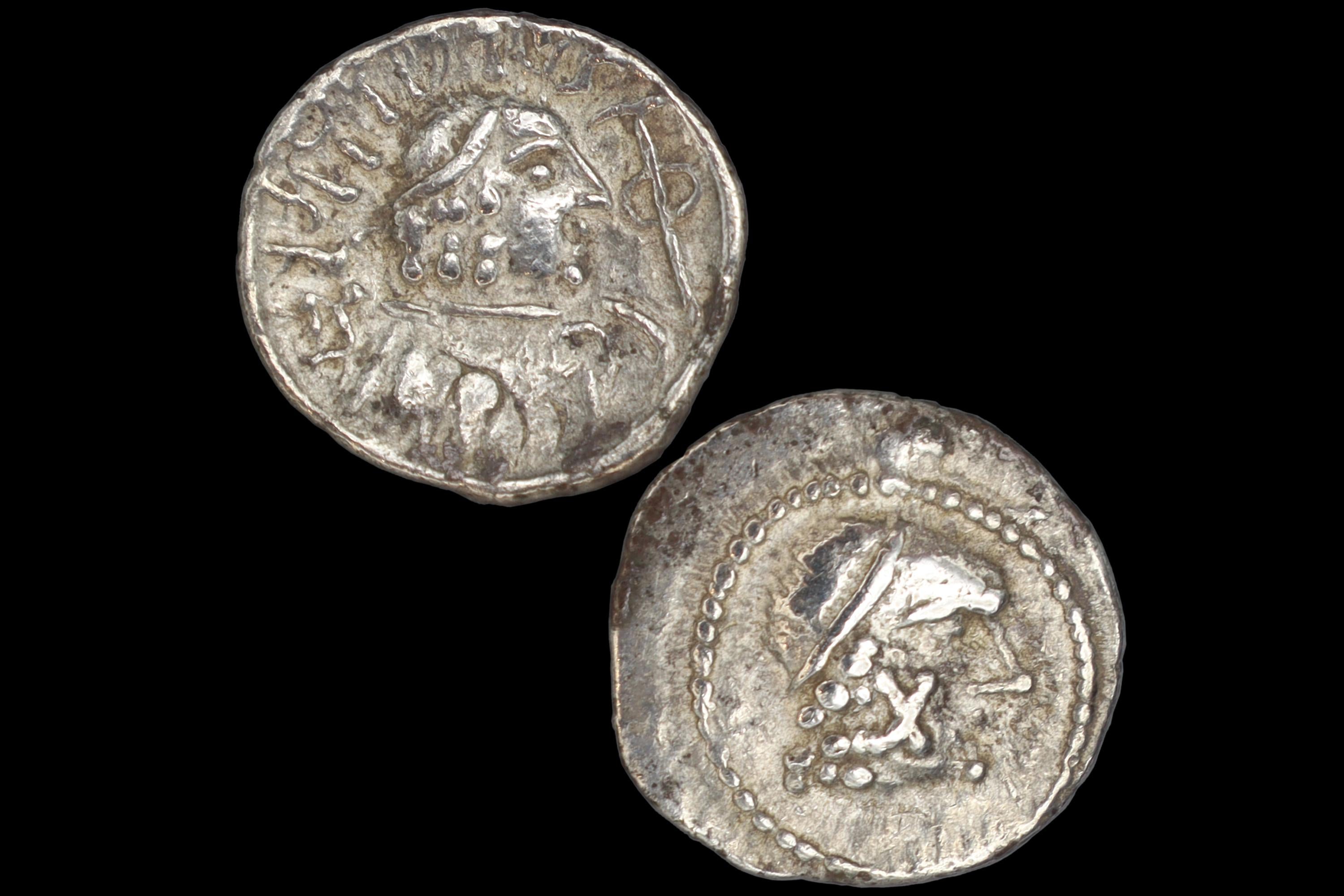 Ancient 1st Century AD Himyarite Kingdoms, South Arabia Felix Silver Quinarius Coin, Raydan Scyphate Mint In Imitation Of Older Greek Coins
