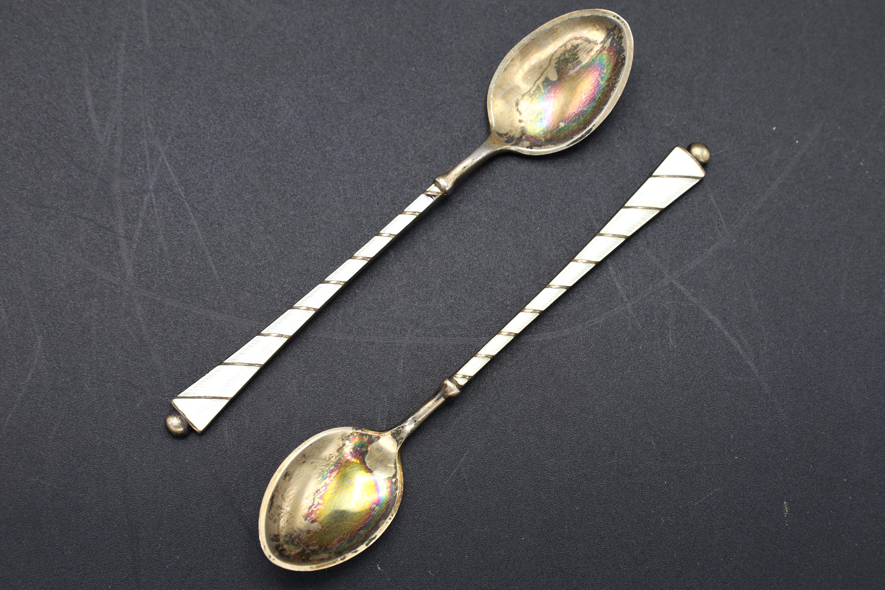ELA Denmark Guilloche And Sterling Silver Coffee Spoons, Scandinavian Flatware, Mid Century Cutlery, Danish Flatware Tableware Decor