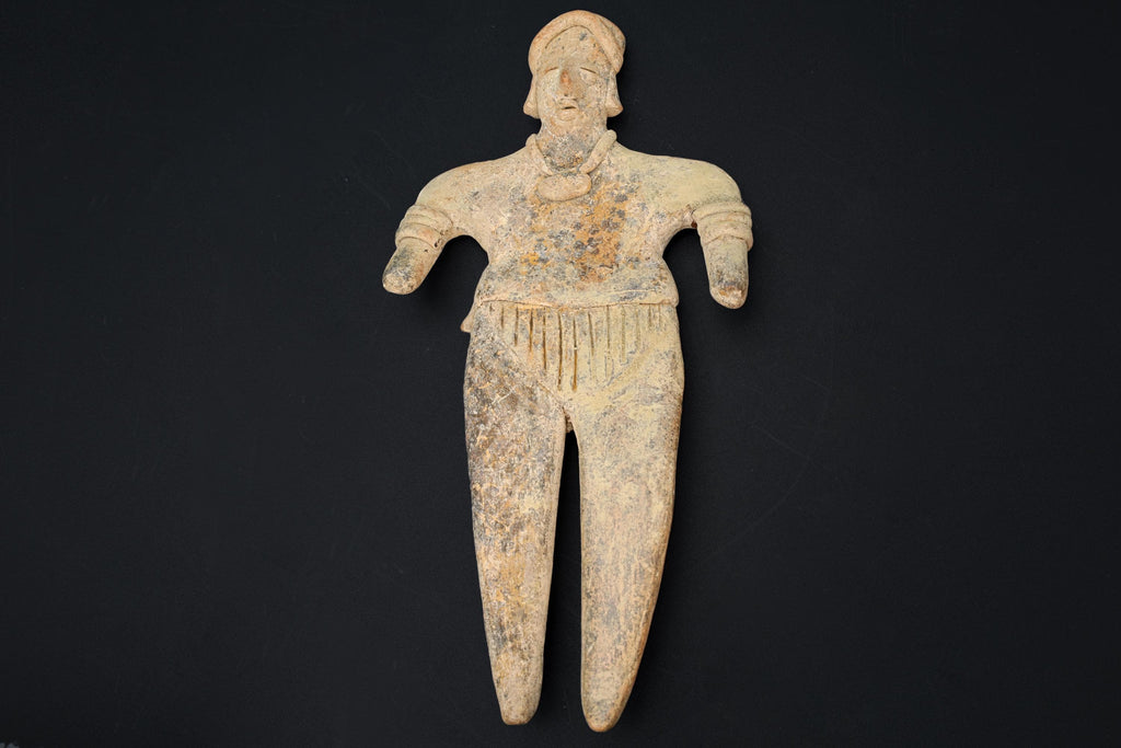 Ancient Pre Columbian Colima Pottery Standing Figure, Full Body Idol Dated As Between 100 BCE To 250 AD, Western Mexico, Mesoamerica Art