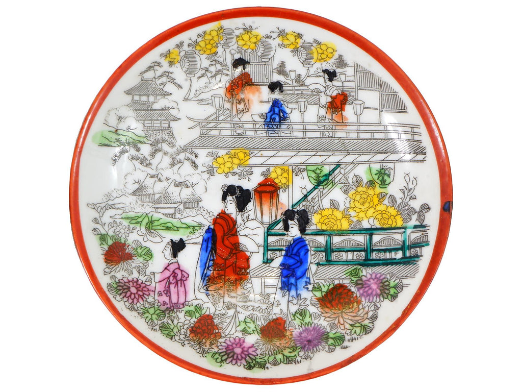 Group of 20 Twenty Kutani Saucer Dish Plates For Decoration, Japan Mid Century Porcelain Exports, Hand Painted Oriental Art