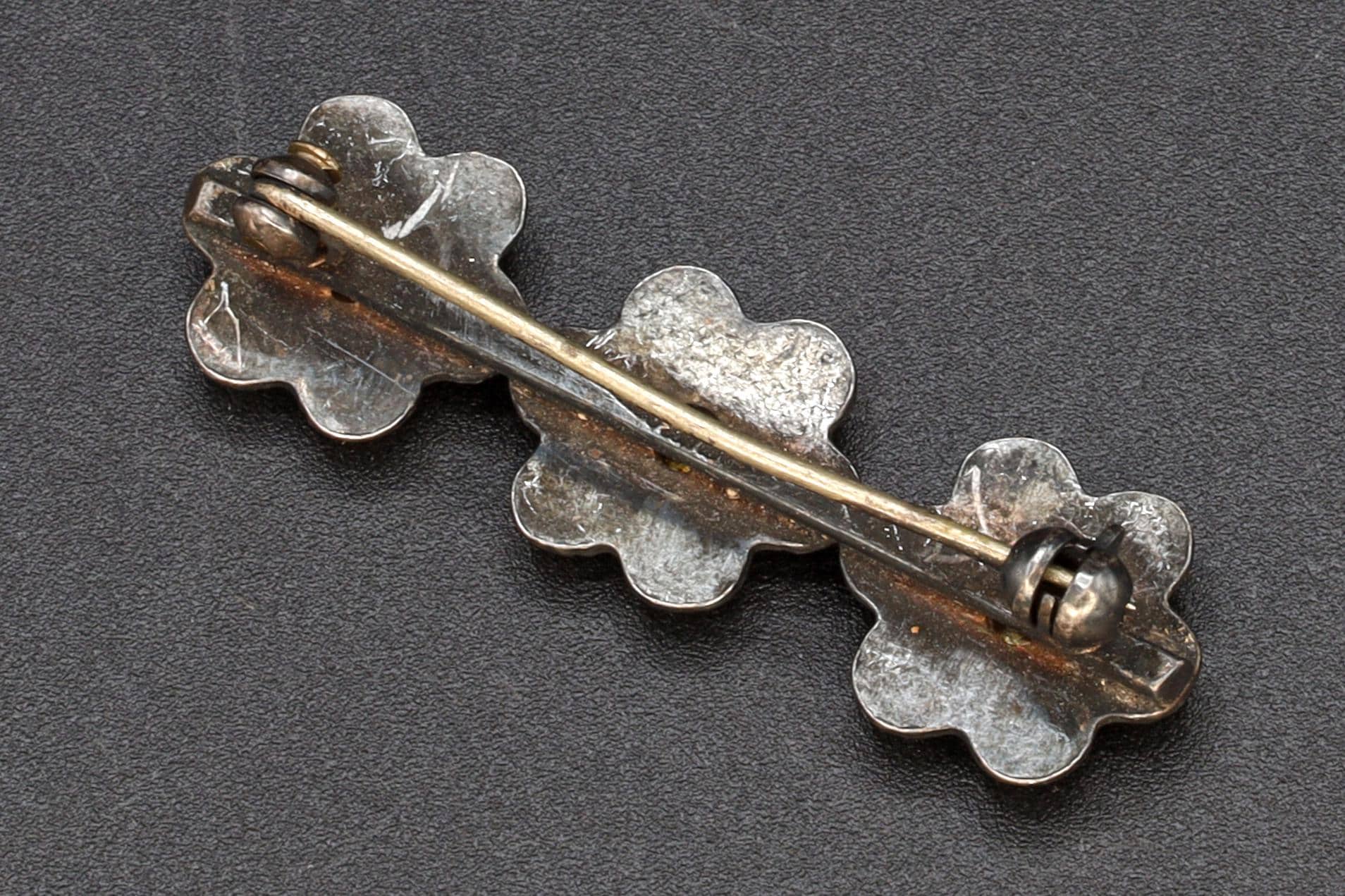 Meka Reklamegaver Brooch, Danish Yellow Enamel Guilloche Floral Bar Pin, Scandinavian Denmark Modernist Jewelry