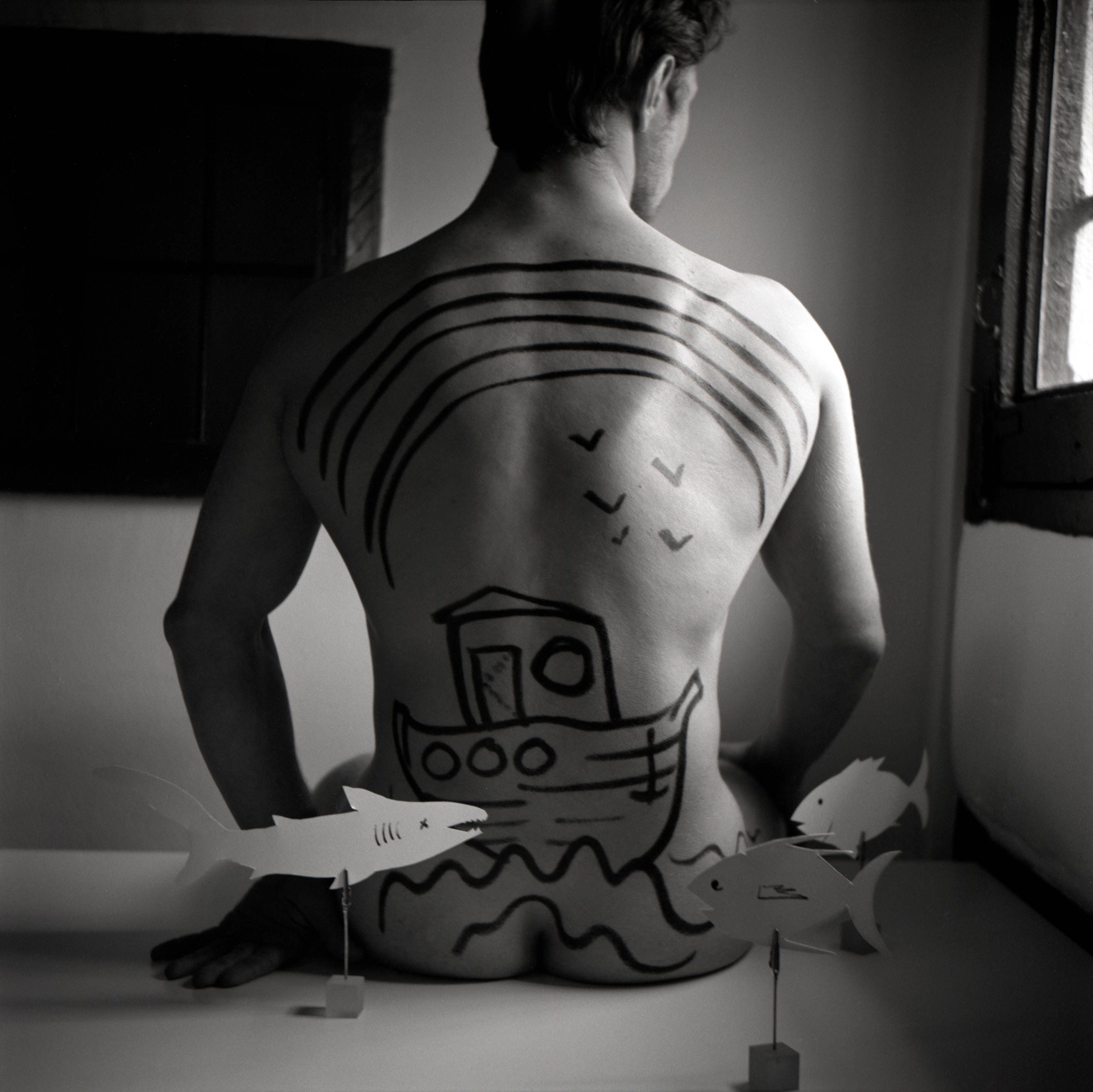 Prophet Noah And The Ark, Underwater Photography, Russian Male Man Portrait, Analogue Black And White Film Photography, Conceptual Art