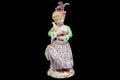 Antique Meissen Porcelain Art Figure Of A Young Girl With Toy Lamb And Feathered Cap. Folk European Farm Lady, 19th Century Germany