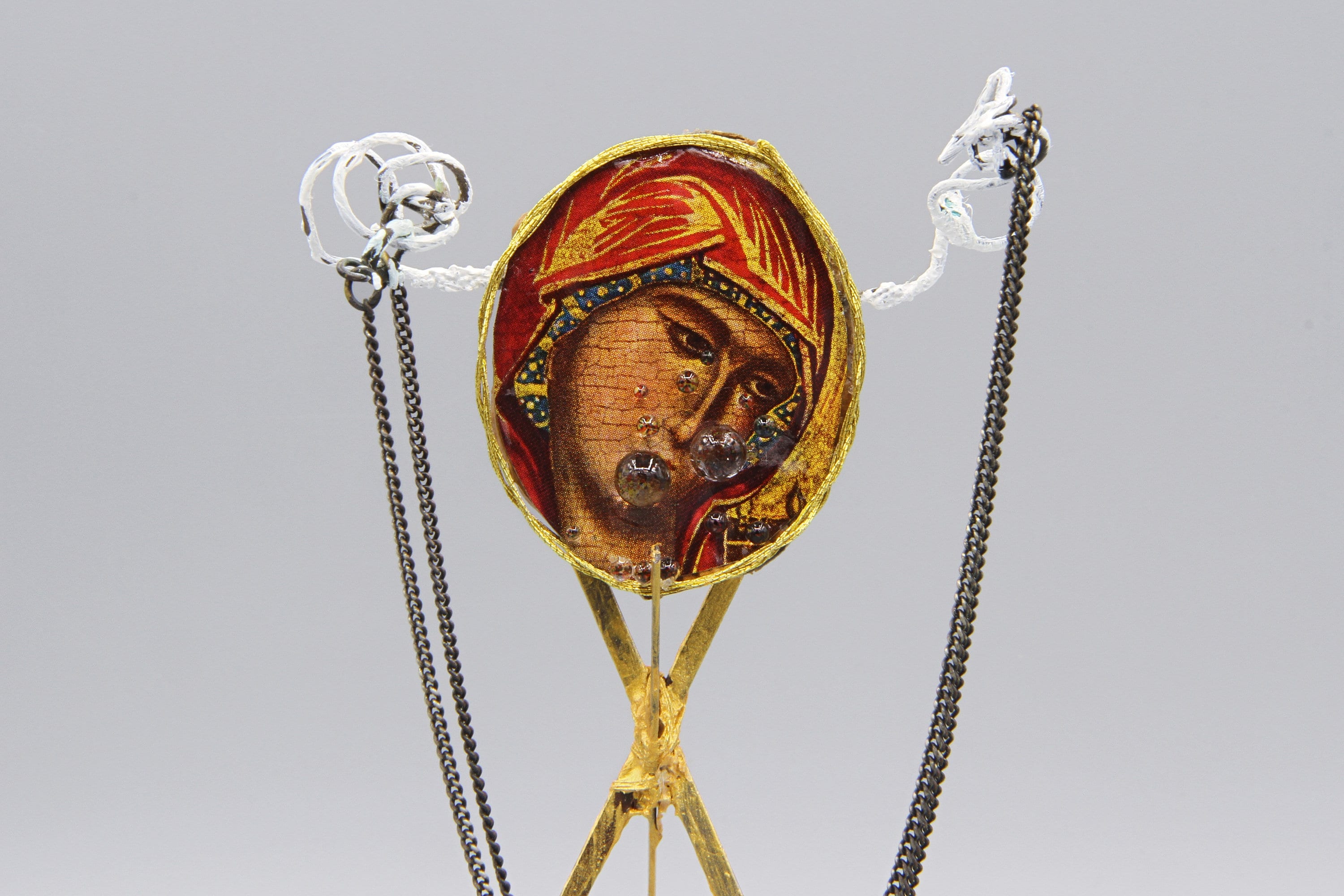 The Prophecy of Simeon, Gospel of Luke, Mixed Media Art Object, Small Sculpture Figurine, Virgin Mary, Tears and Sorrows, Punk Religious Art