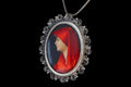 Saint Fabiola Of Rome, Antique 800 Silver Brooch Pin With A Hand Painted Religious Icon Medaillon, Italy 925 Silver Cable Chain Jewelry
