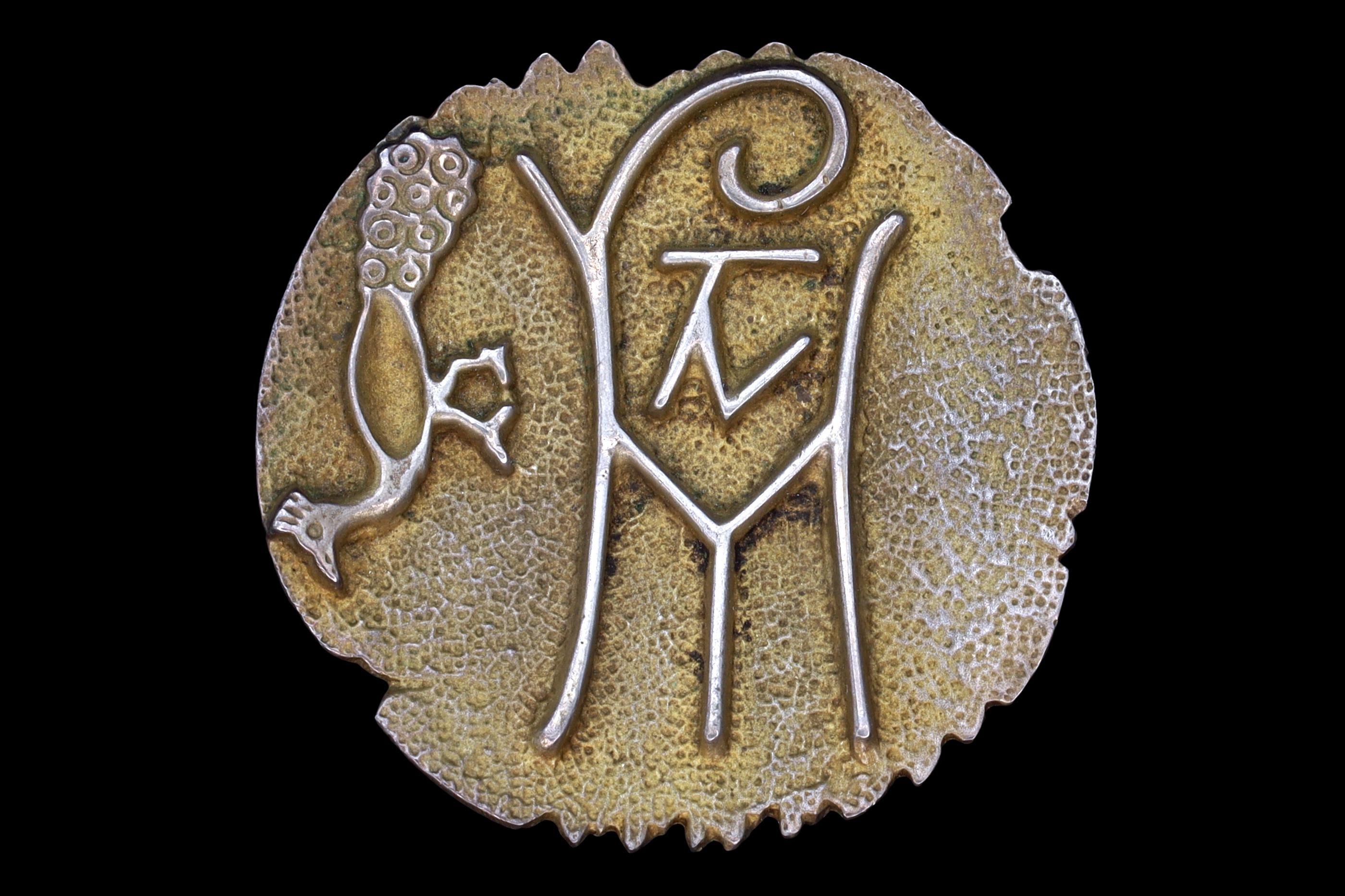 Ancient Byzantine Monogram Brooch, 800 Silver Greek Revival Jewelry, Monogram In The Indo Scythian Style, Vintage 1990s Fashion Accessories