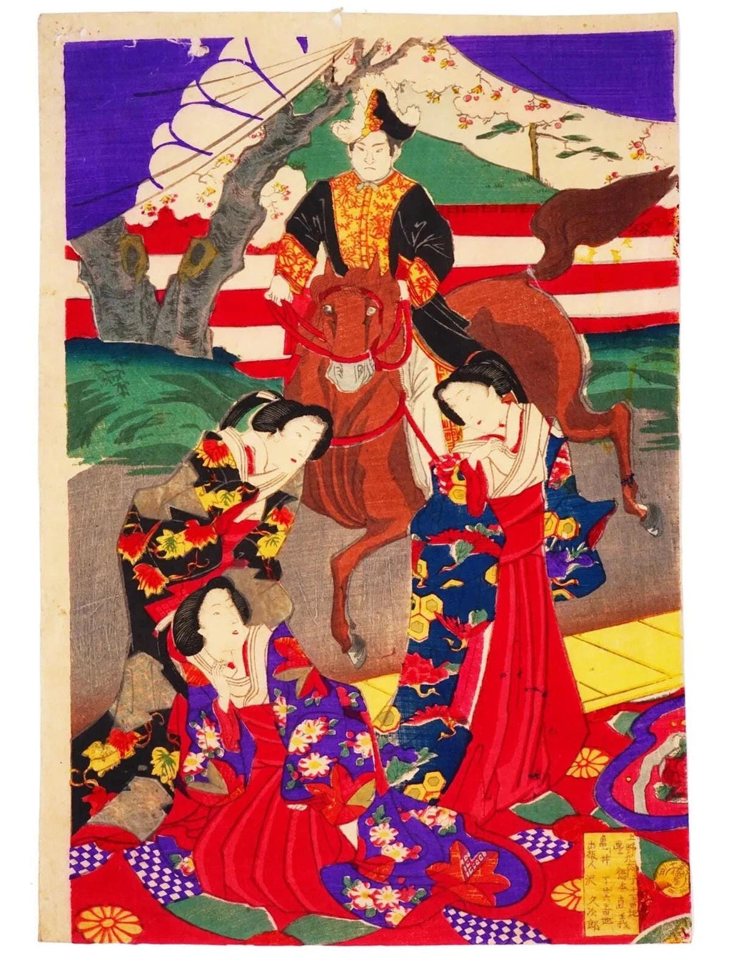 Chikanobu Yoshu, Nishiki-e Japanese Meiji Era Military Artwork Illustration Triptych, Asian Oriental Art Ukiyoe Prints